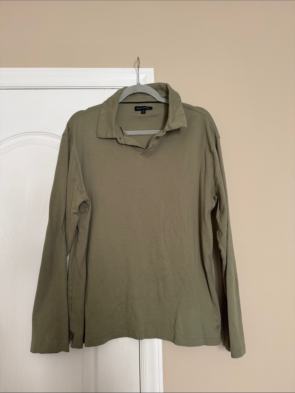 Banana Republic Olive Green Long-Sleeve Polo